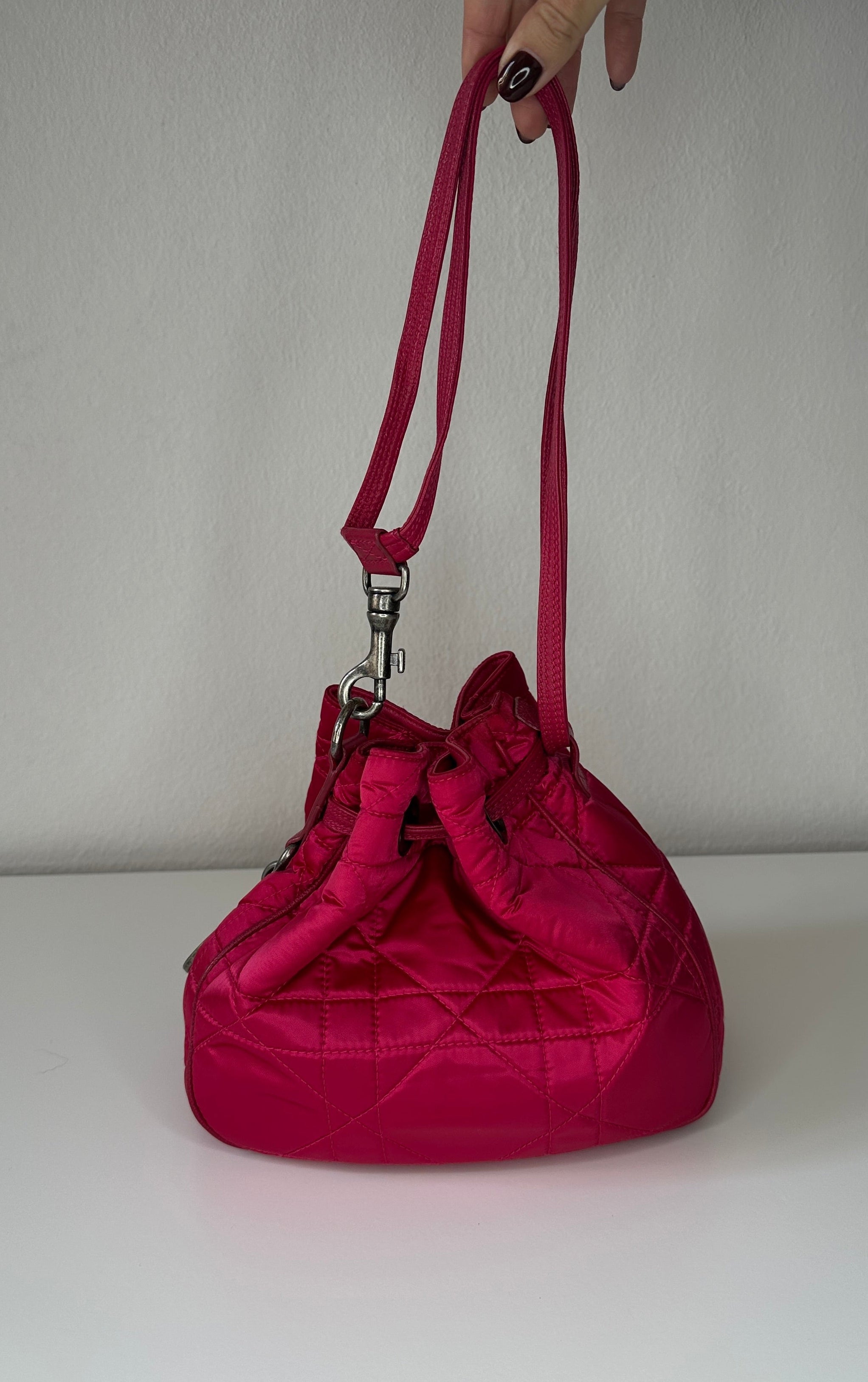 Dior – Hardcore Drawstring Mini Bag – Fuchsia Nylon – 2000s