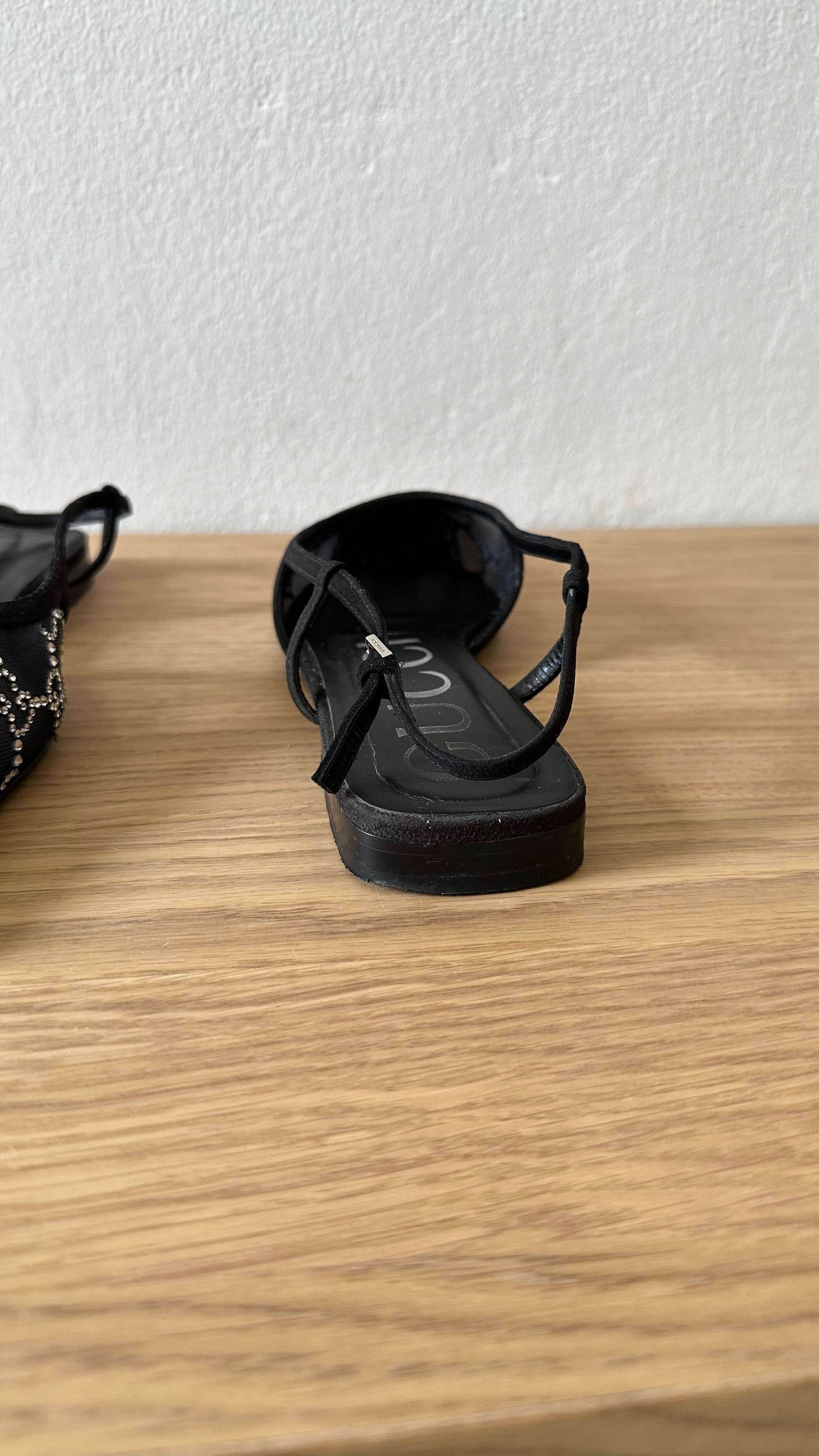 Ballerine slingback Gucci "Demi" in rete e cristalli GG – Taglia 37,5