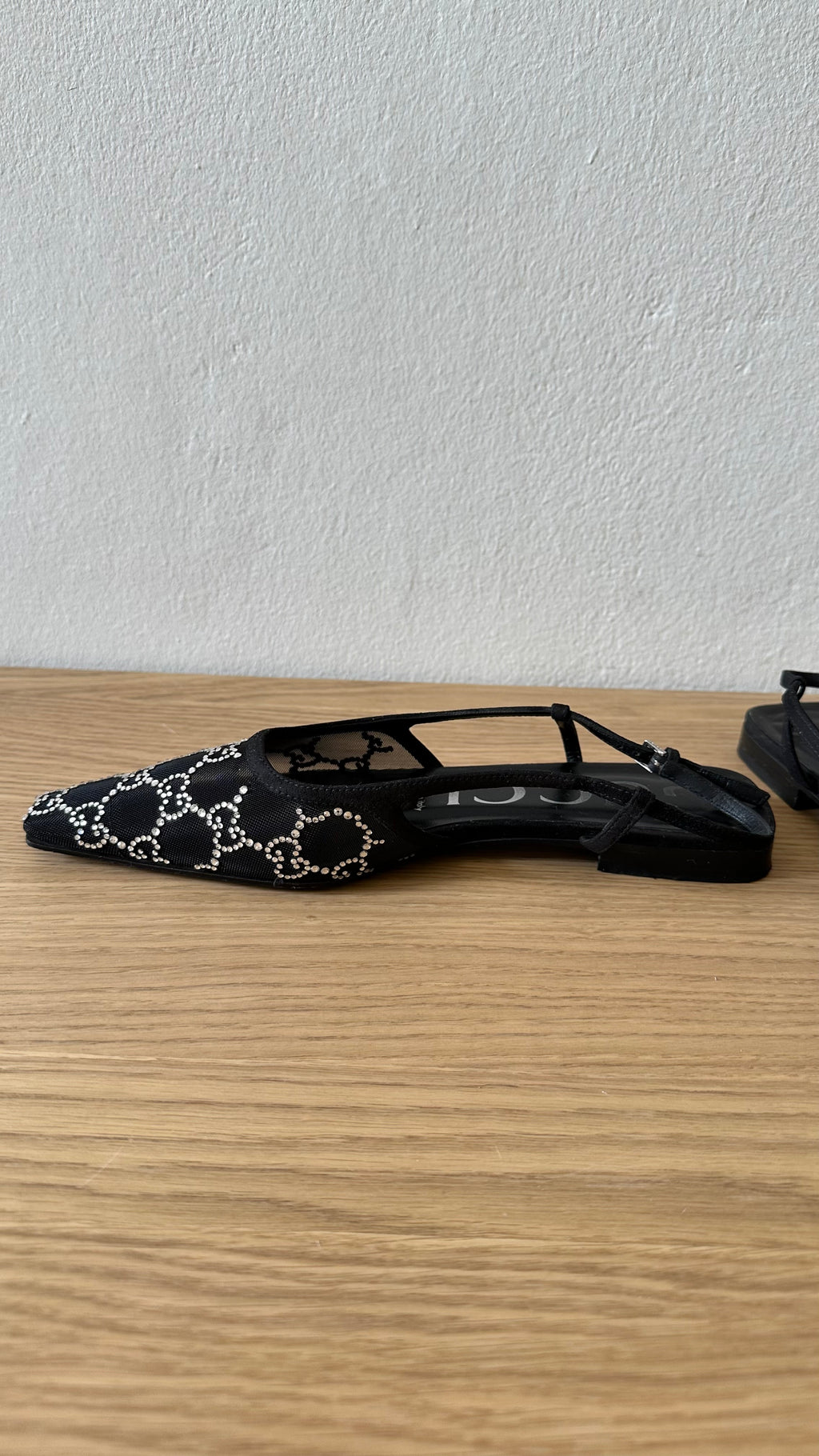 Ballerine slingback Gucci "Demi" in rete e cristalli GG – Taglia 37,5