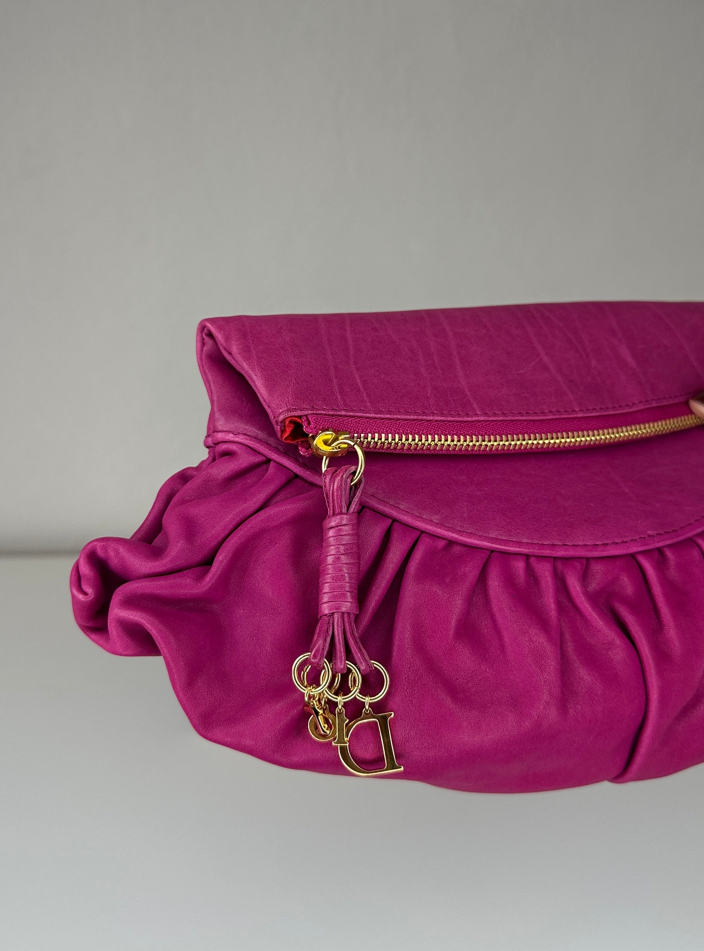 Dior – Gipsy Ruched Clutch – Fuchsia – 2000s
