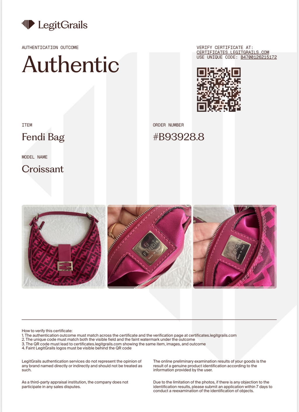 Fendi Croissant in tela fucsia