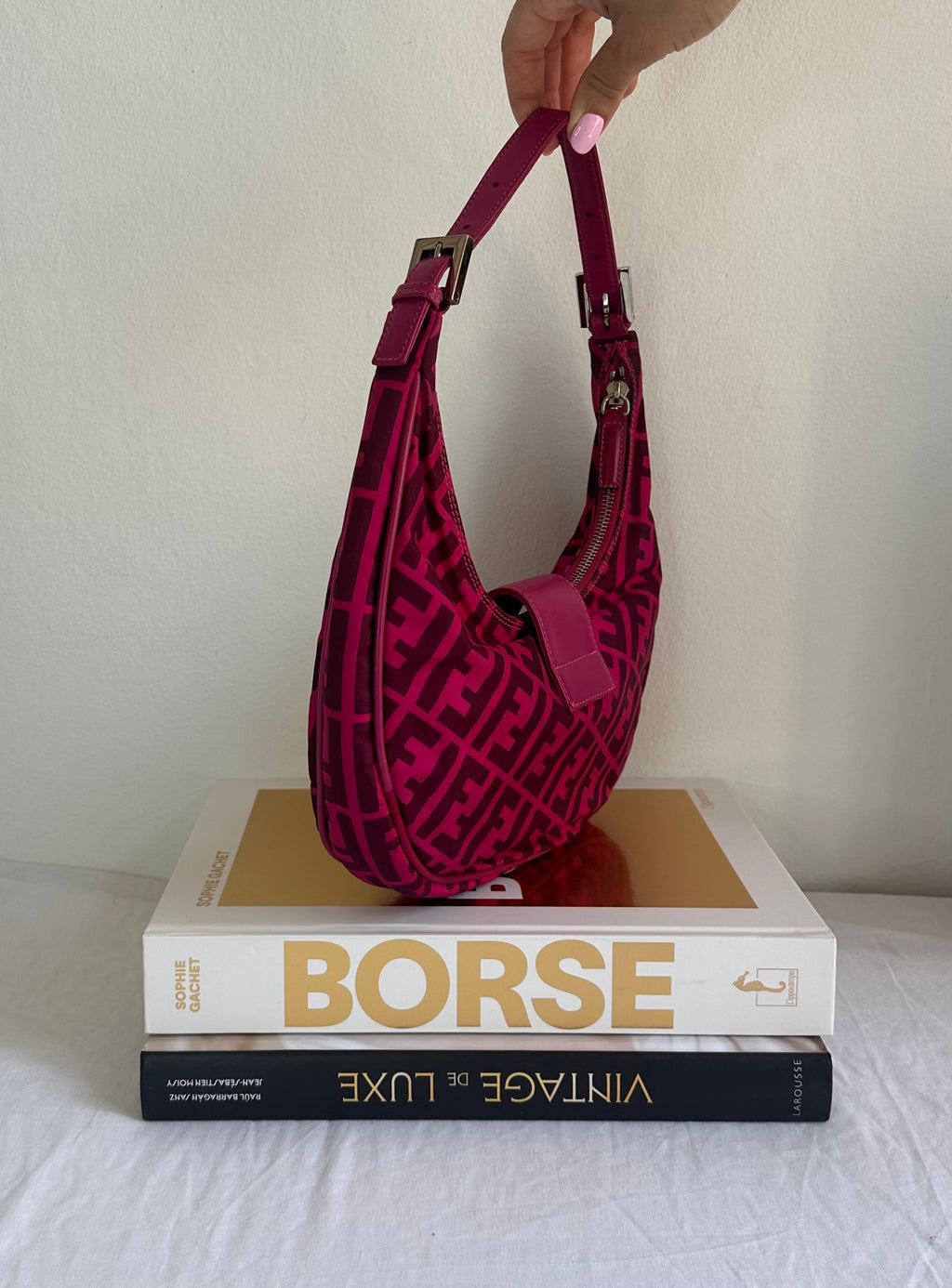 Fendi Croissant in tela fucsia