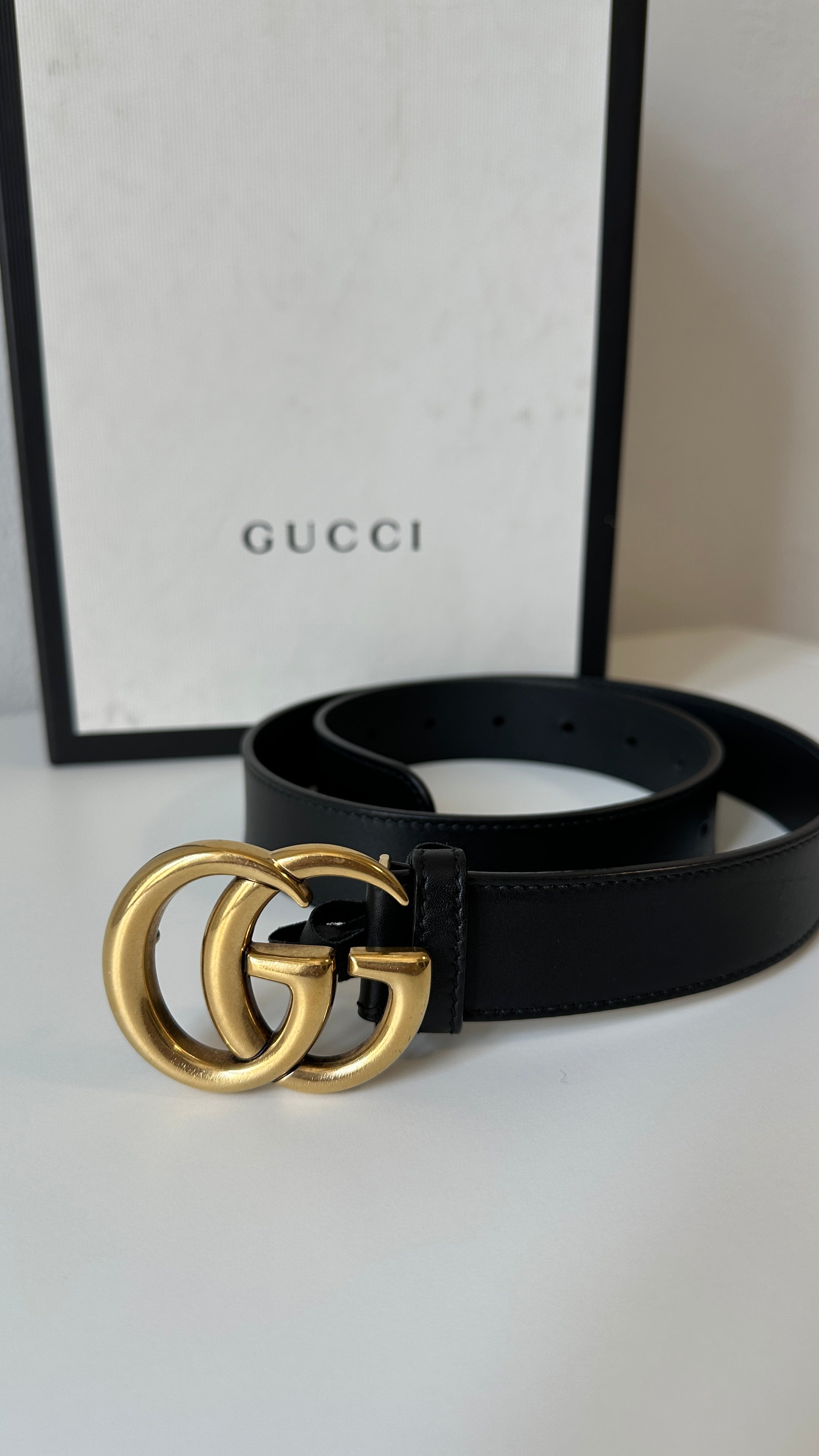 Gucci – Cintura GG Marmont in Pelle Nera, ca. 2010s