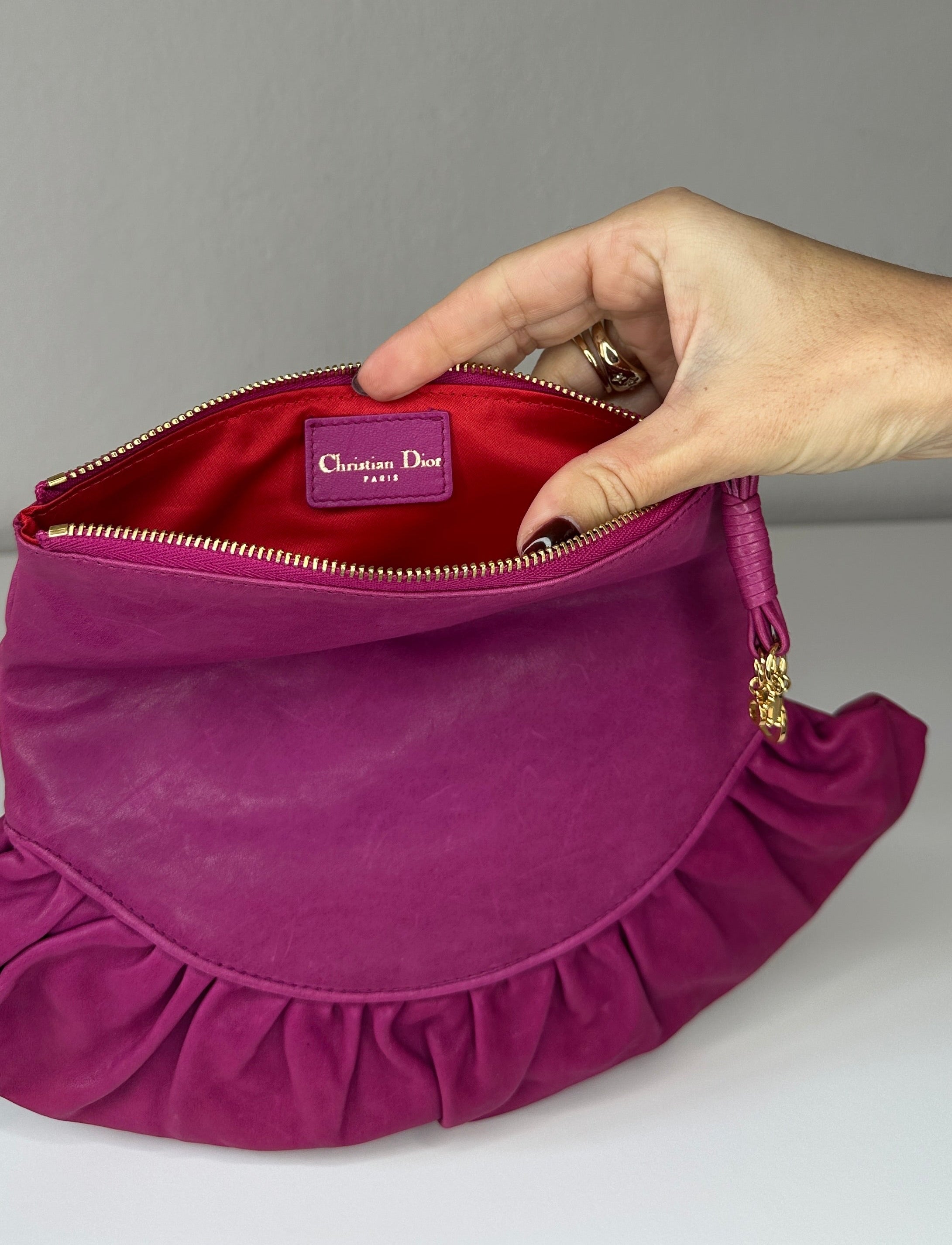 Dior – Gipsy Ruched Clutch – Fuchsia – 2000s