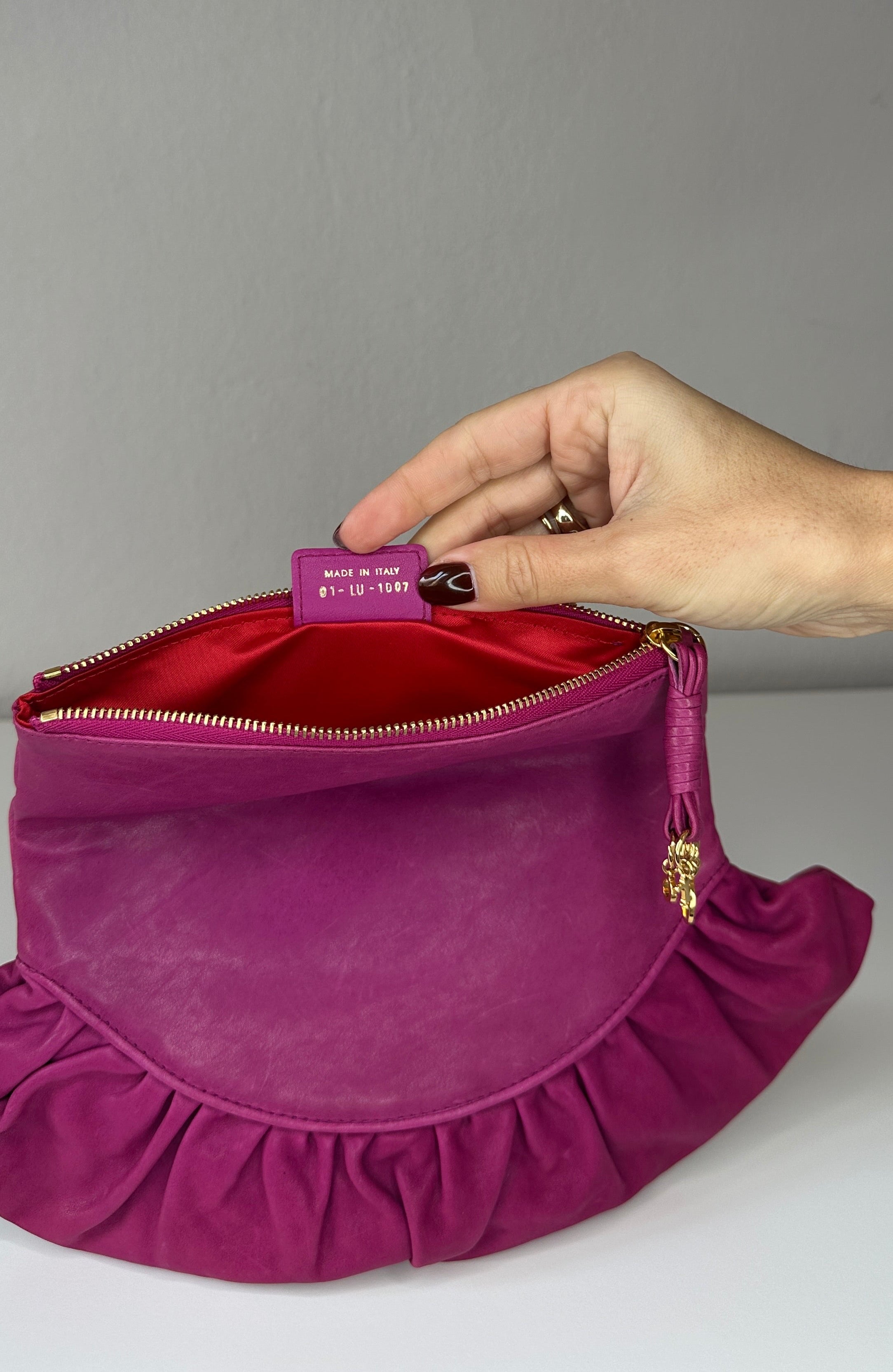 Dior – Gipsy Ruched Clutch – Fuchsia – 2000s