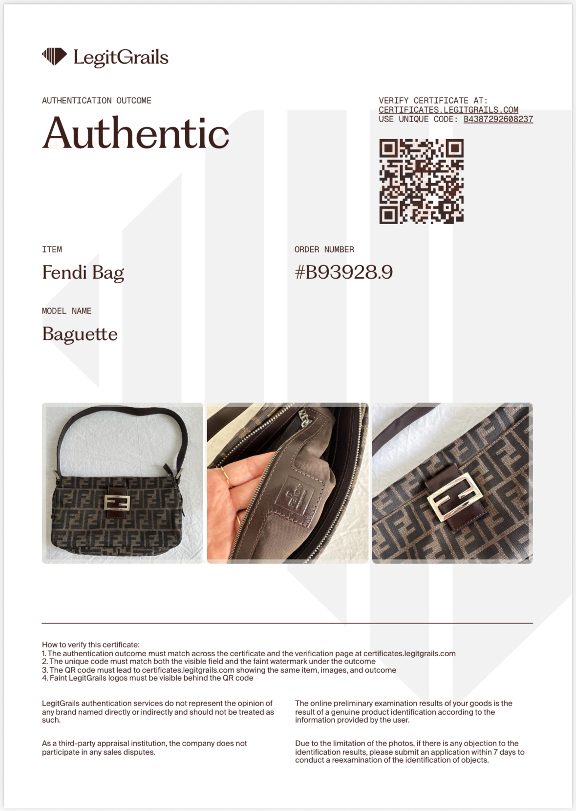 Fendi baguette Zucca