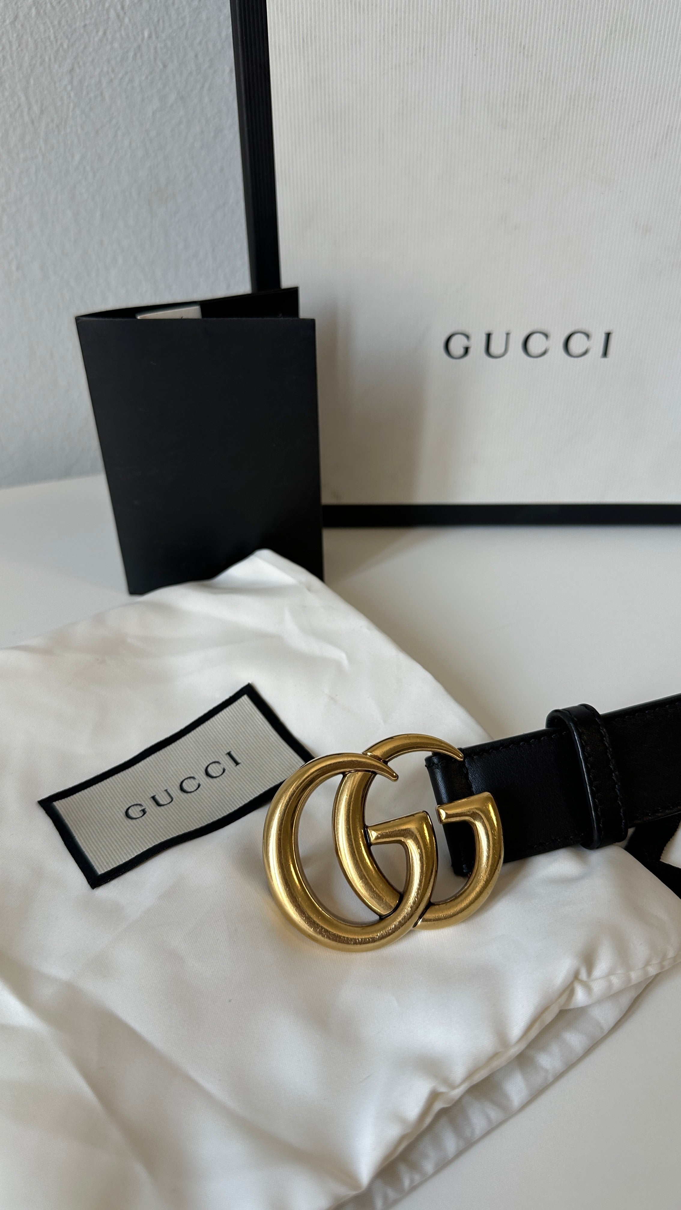 Gucci – Cintura GG Marmont in Pelle Nera, ca. 2010s