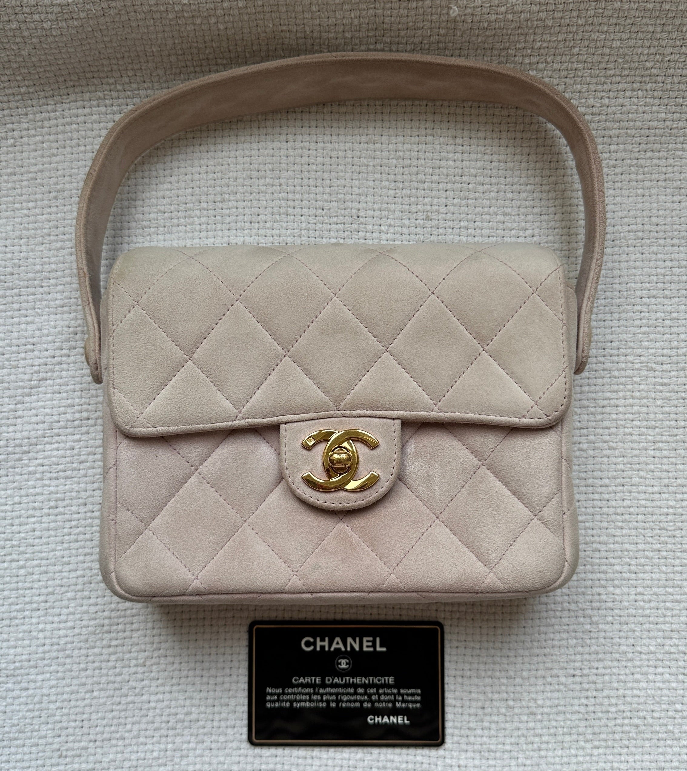 Chanel – Mini Flap Bag in Suede Rosa Cipria, ca. 1996–1997