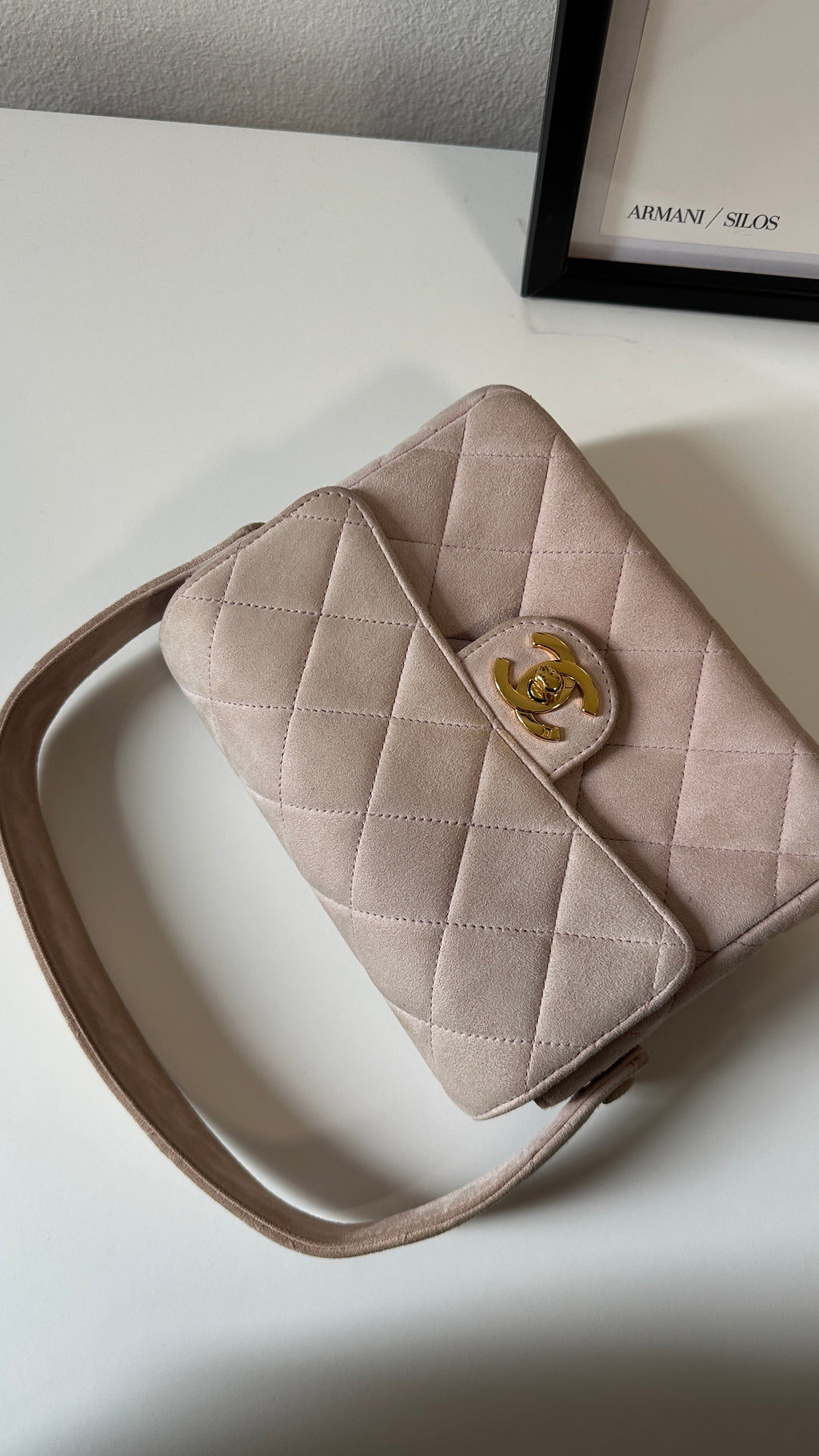 Chanel – Mini Flap Bag in Suede Rosa Cipria, ca. 1996–1997