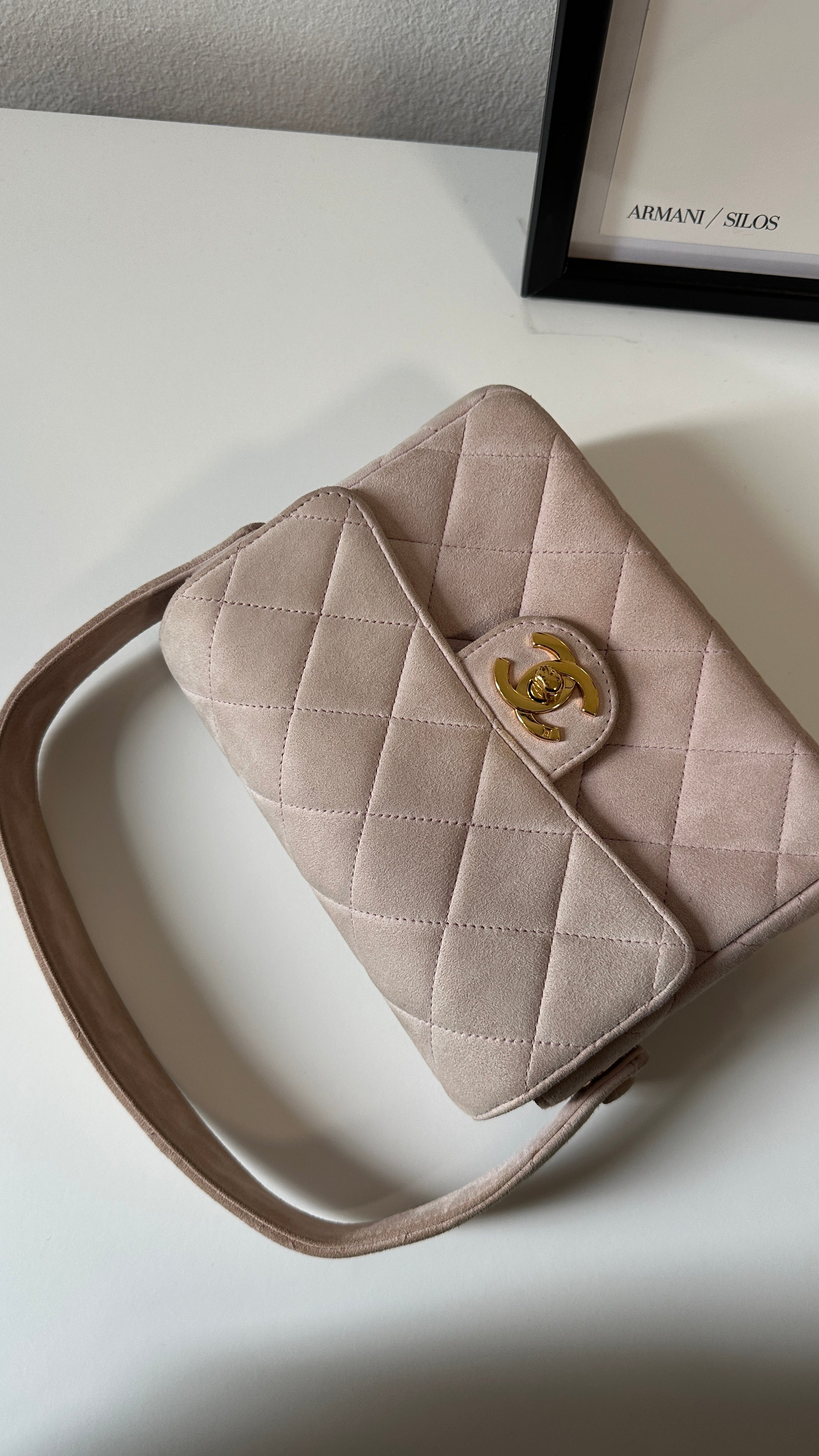 Chanel – Mini Flap Bag in Suede Rosa Cipria, ca. 1996–1997