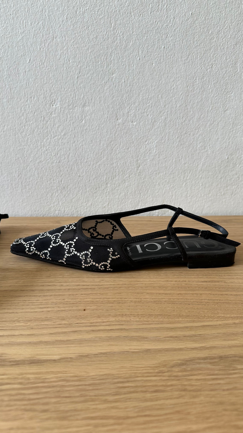Ballerine slingback Gucci "Demi" in rete e cristalli GG – Taglia 37,5